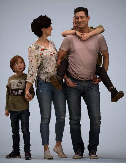 3D people model girl casual kids, scanned human for 3ds Max rendering
