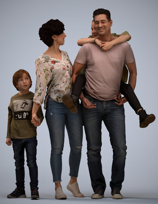 3D people model girl casual kids, scanned human for 3ds Max rendering