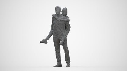 3D scanned girl kids casual, photorealistic archviz people for Enscape and SketchUp, wireframe back view