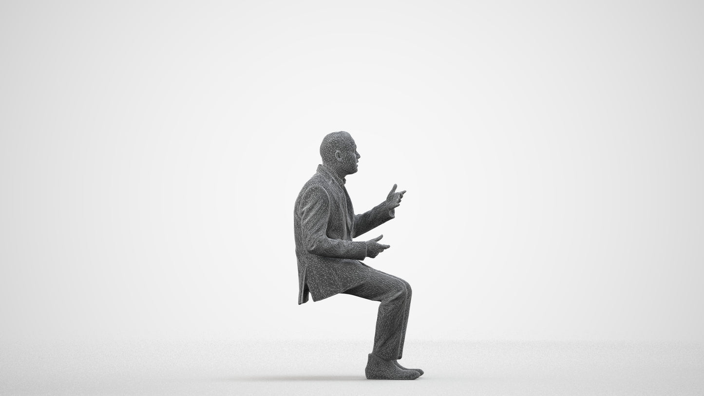 realistic 3D people man business, render-ready for V-Ray and Corona, FBX OBJ, wireframe side view