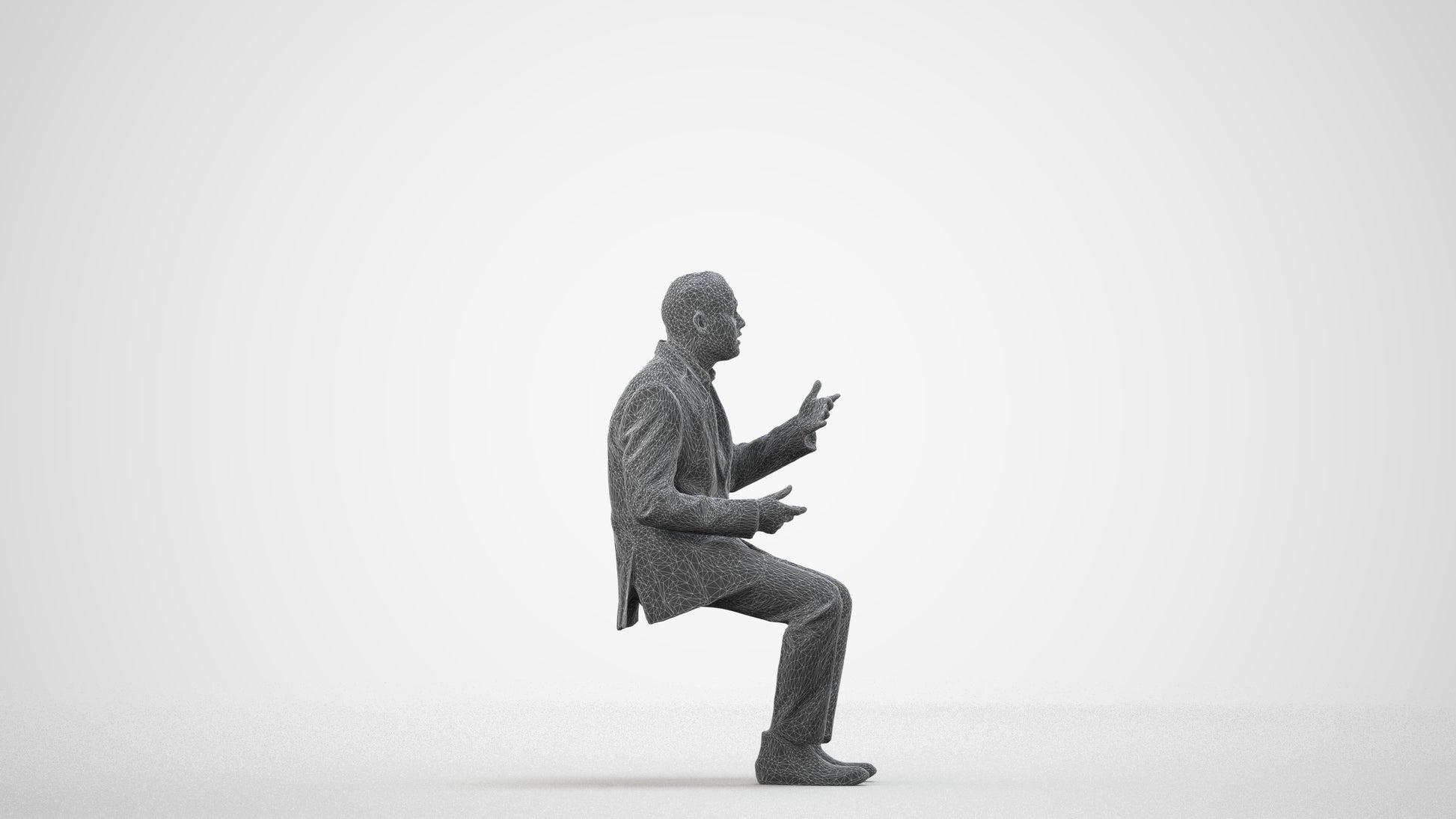 realistic 3D people man business, render-ready for V-Ray and Corona, FBX OBJ, wireframe side view