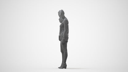 3D people model girl casual standing, scanned human for 3ds Max rendering, square thumbnail