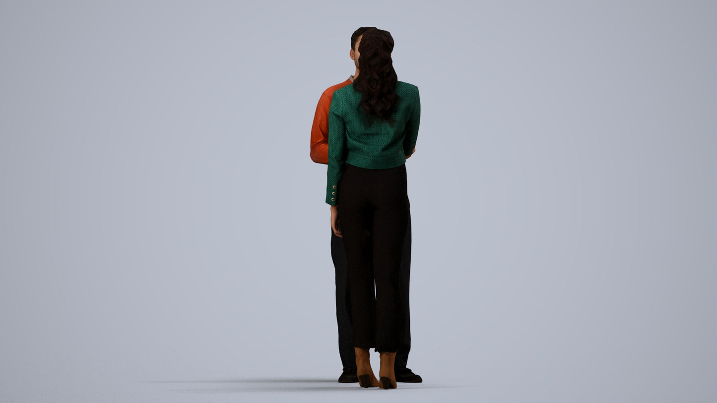 realistic 3D woman business, scanned archviz people for Blender and 3ds Max, side view render