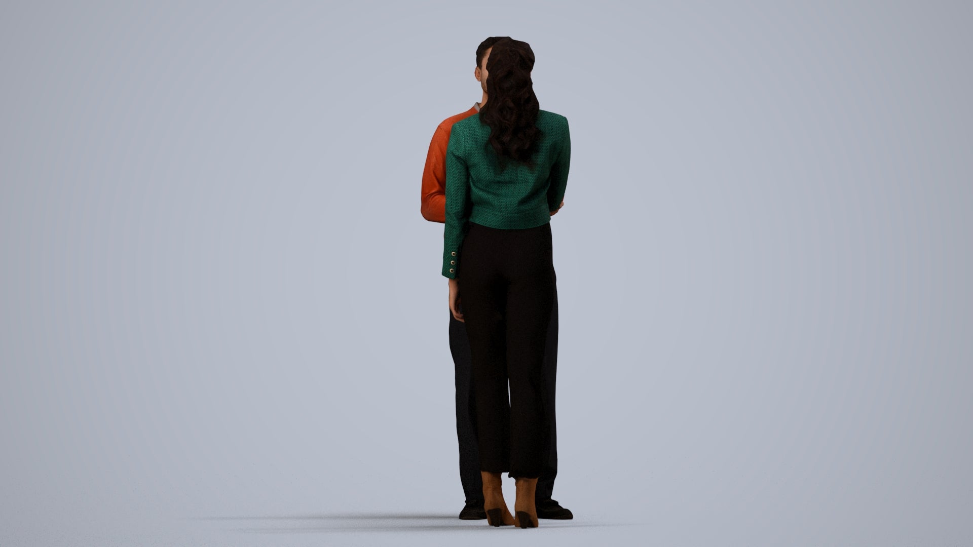 realistic 3D woman business, scanned archviz people for Blender and 3ds Max, side view render
