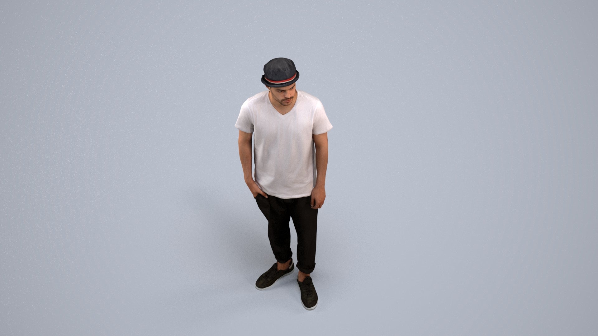 photogrammetry 3D man casual standing, realistic human model archviz FBX, back view render