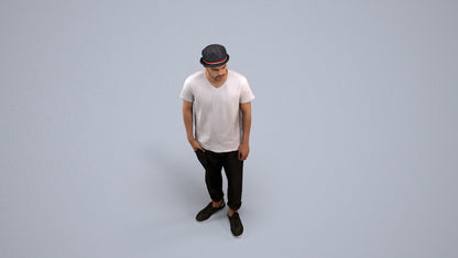 photogrammetry 3D man casual standing, realistic human model archviz FBX, back view render