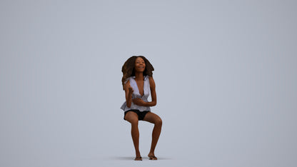 scanned 3D woman casual sitting, photogrammetry people for Enscape and V-Ray, standing pose render