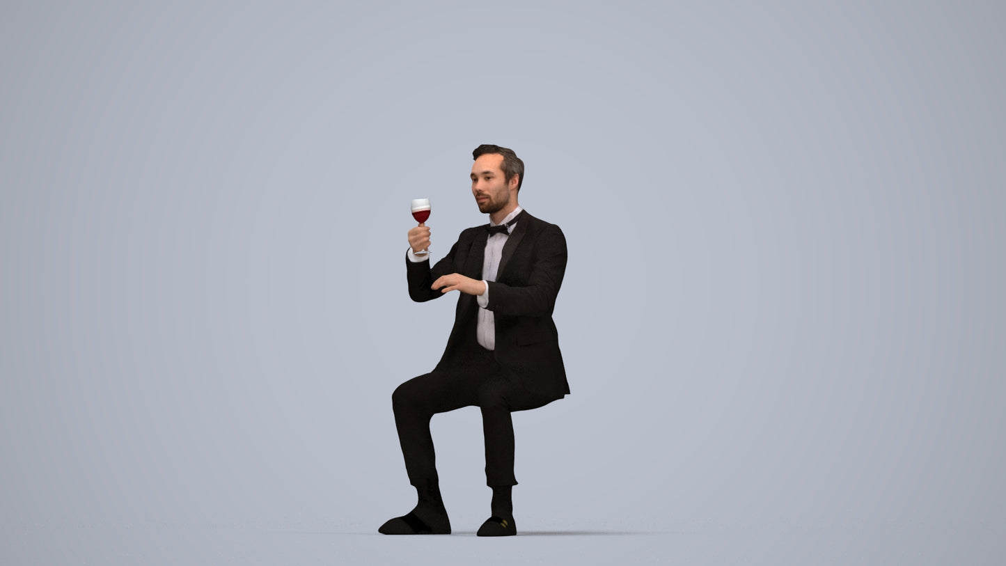 realistic 3D human man formal formalaffairs, archviz people FBX OBJ for Blender, top-down view render
