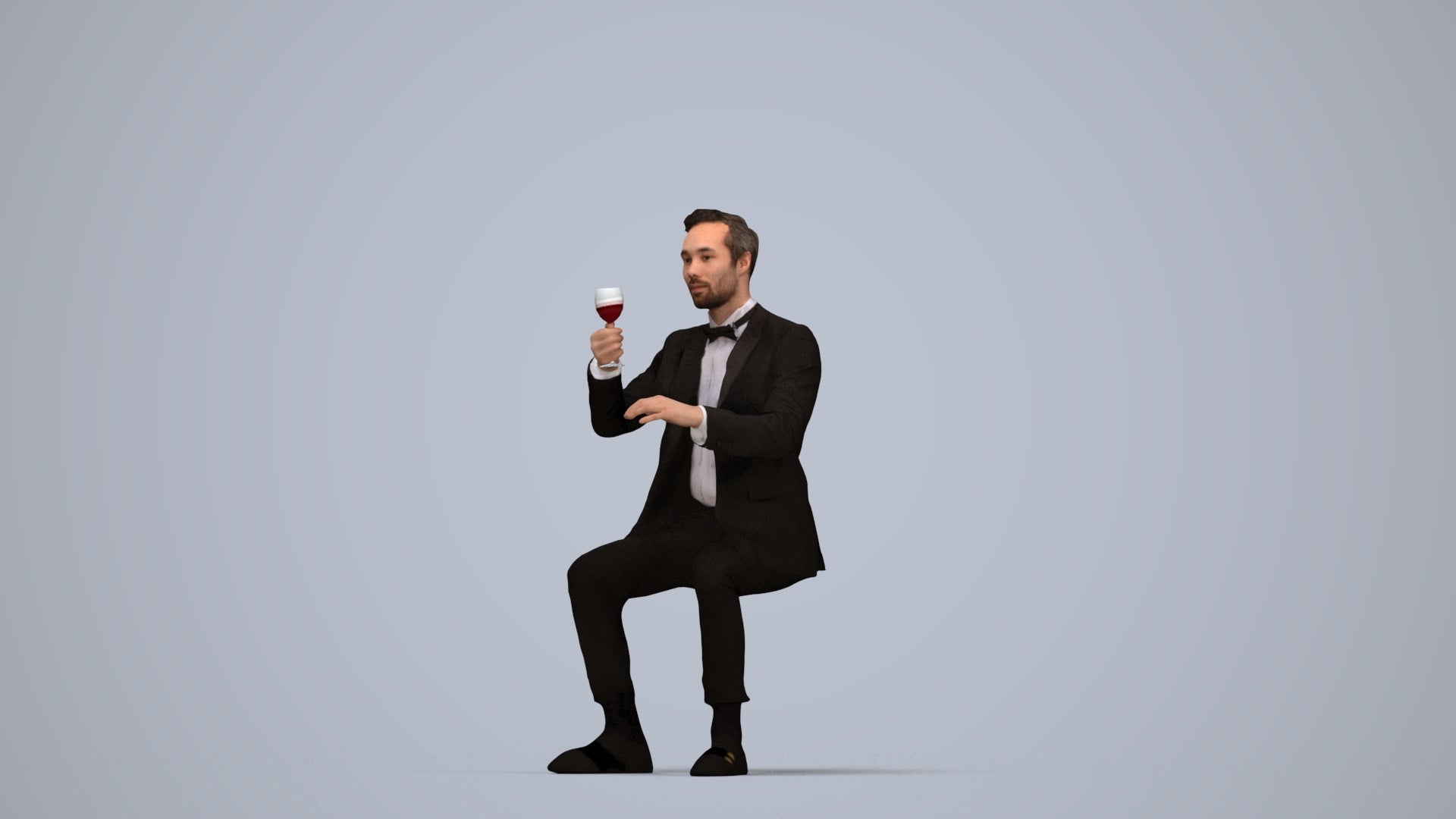 realistic 3D human man formal formalaffairs, archviz people FBX OBJ for Blender, top-down view render