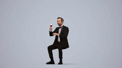 realistic 3D human man formal formalaffairs, archviz people FBX OBJ for Blender, top-down view render