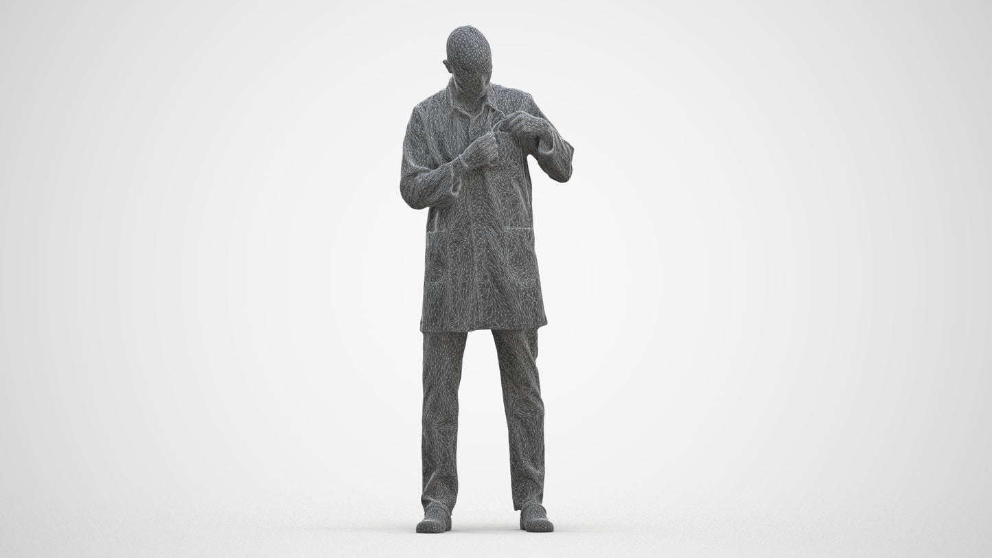 scanned 3D man medical, photogrammetry people for Enscape and V-Ray, three-quarter front view render