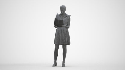 realistic 3D people woman casual standing, render-ready for V-Ray and Corona, FBX OBJ, three-quarter front view render