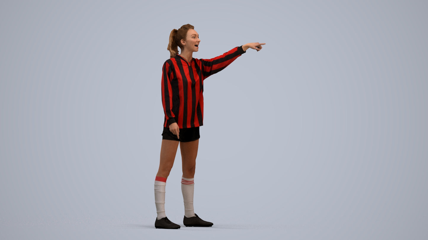 3D human model woman sport, photogrammetry scanned person for archviz, standing pose render