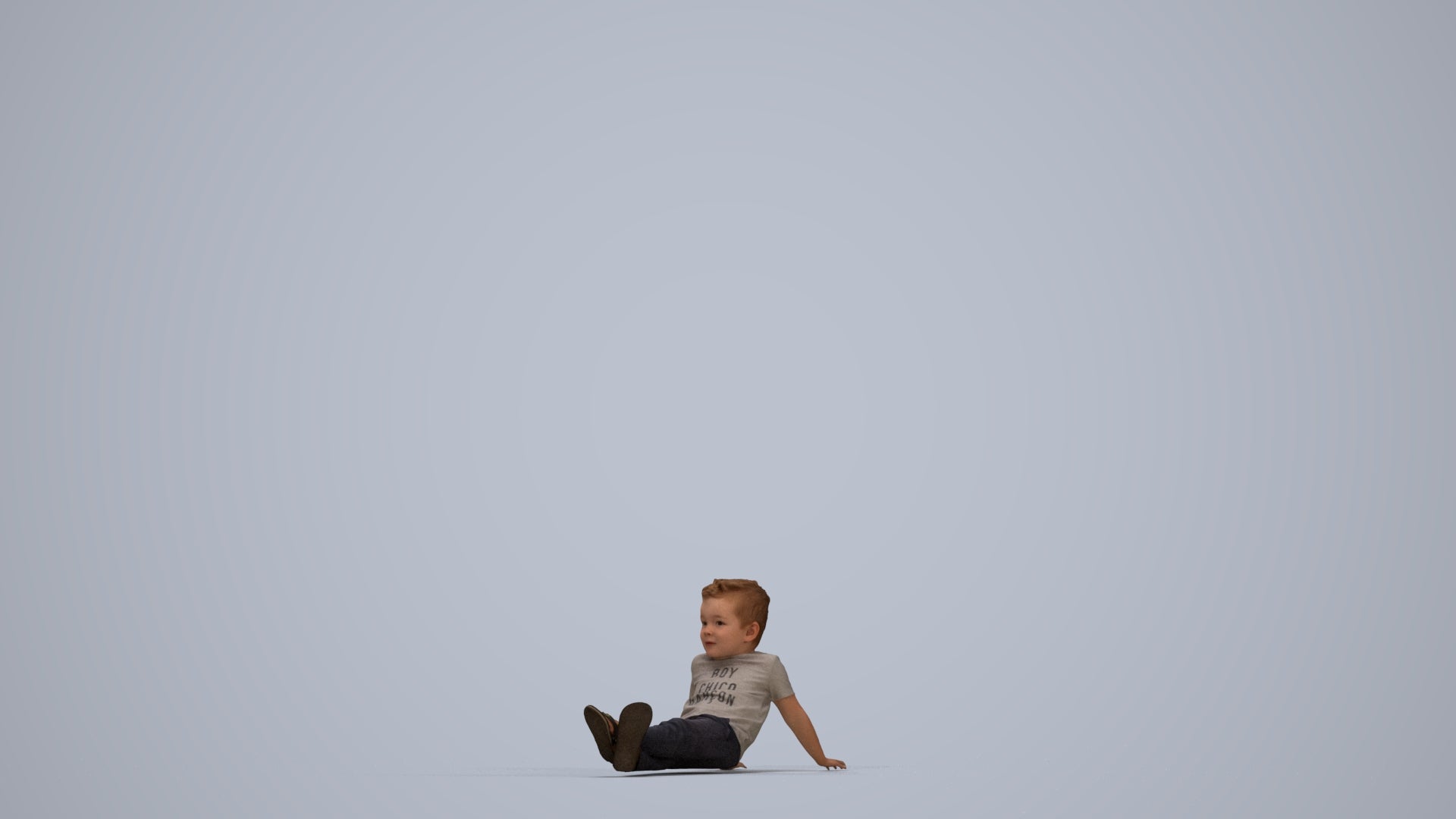 photogrammetry 3D boy casual kids, realistic human model archviz FBX, top-down view render