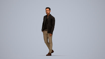 3D scanned man walking business, photorealistic archviz people for Enscape and SketchUp, top-down view render