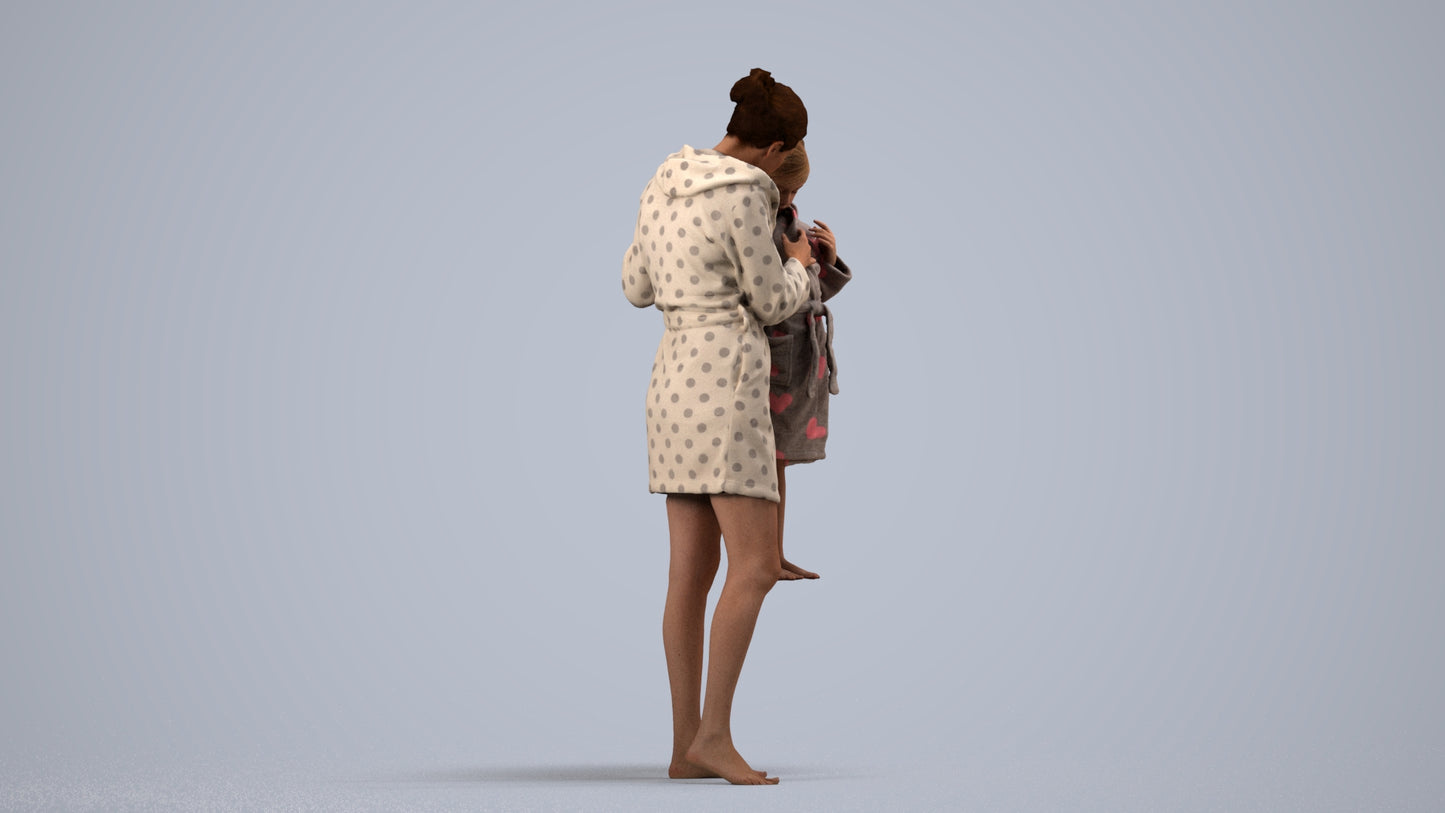 realistic 3D people girl casual kids, render-ready for V-Ray and Corona, FBX OBJ, side view render