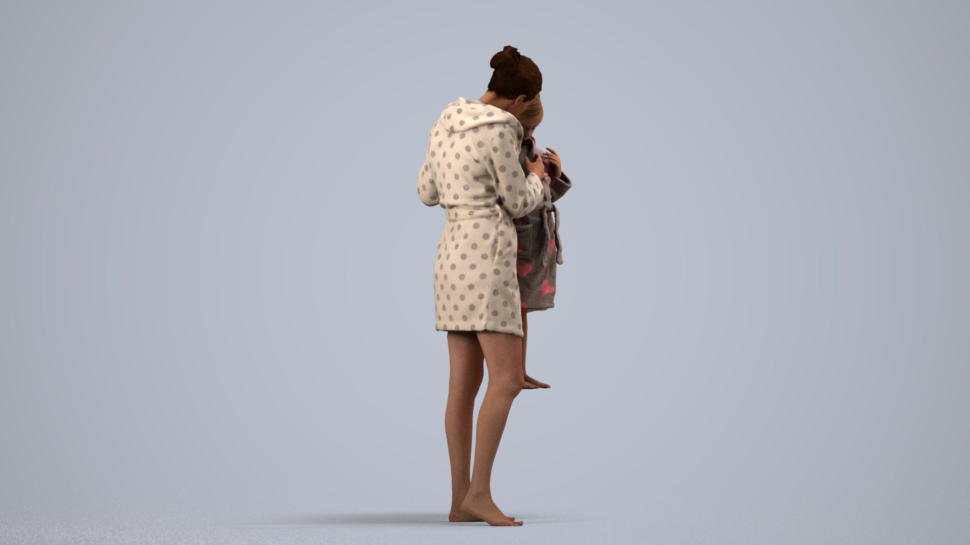 realistic 3D people girl casual kids, render-ready for V-Ray and Corona, FBX OBJ, side view render