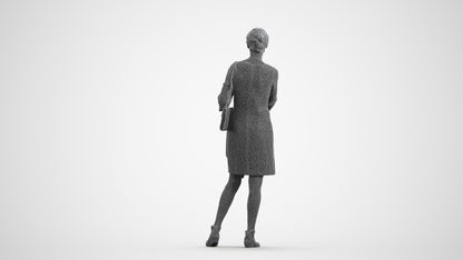 photogrammetry 3D senior woman business standing, realistic human model archviz FBX, wireframe front view