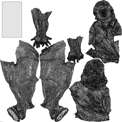 realistic 3D woman casual sitting, scanned archviz people for Blender and 3ds Max, wireframe top-down view