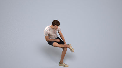 realistic 3D human man casual sitting, archviz people FBX OBJ for Blender, back view render