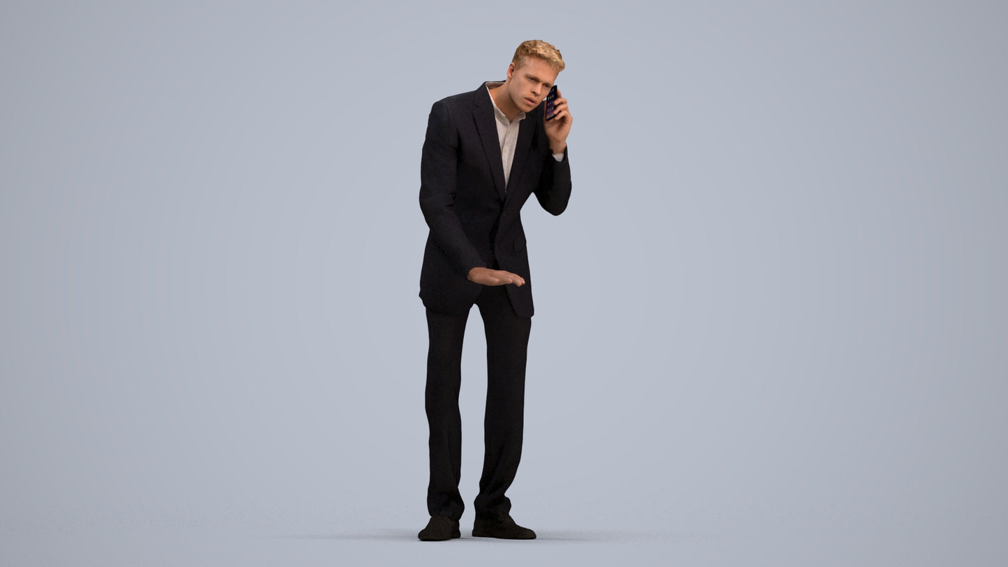 3D scanned man business, photorealistic archviz people for Enscape and SketchUp, standing pose render