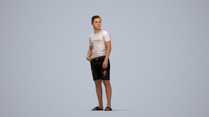 realistic 3D boy casual kids, scanned archviz people for Blender and 3ds Max, top-down view render