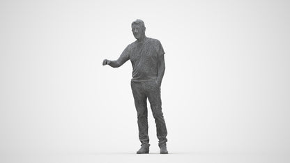 realistic 3D human senior man casual door, archviz people FBX OBJ for Blender, wireframe back view