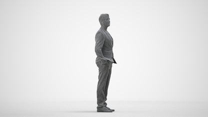photogrammetry 3D man formal formalaffairs, realistic human model archviz FBX, wireframe side view