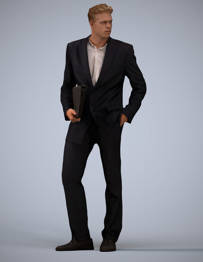 3D people model man business, scanned human for 3ds Max rendering