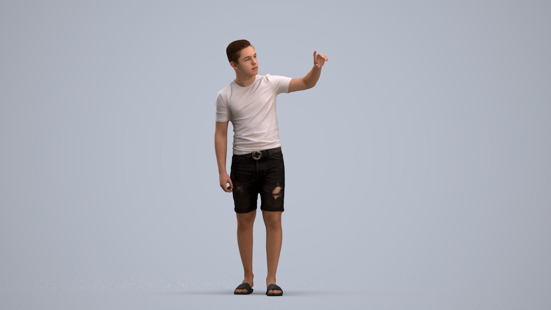 3D scanned boy kids casual, photorealistic archviz people for Enscape and SketchUp, standing pose render