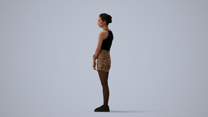 scanned 3D woman casual standing, photogrammetry people for Enscape and V-Ray, three-quarter view render