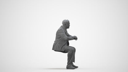 3D people model man business, scanned human for 3ds Max rendering, wireframe side view