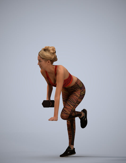 3D human model woman sport, photogrammetry scanned person for archviz