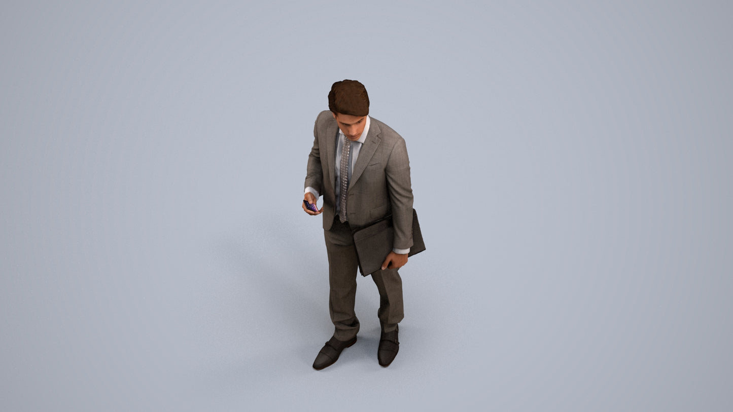 realistic 3D people man business, render-ready for V-Ray and Corona, FBX OBJ, back view render