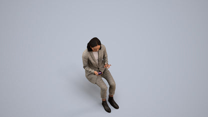 realistic 3D human woman business, archviz people FBX OBJ for Blender, back view render