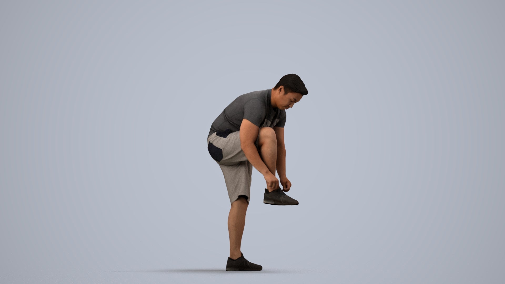 realistic 3D human man sport, archviz people FBX OBJ for Blender, side view render