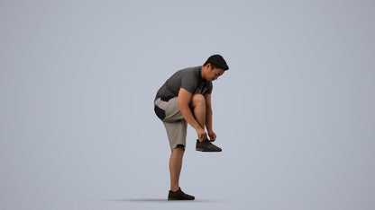 realistic 3D human man sport, archviz people FBX OBJ for Blender, side view render