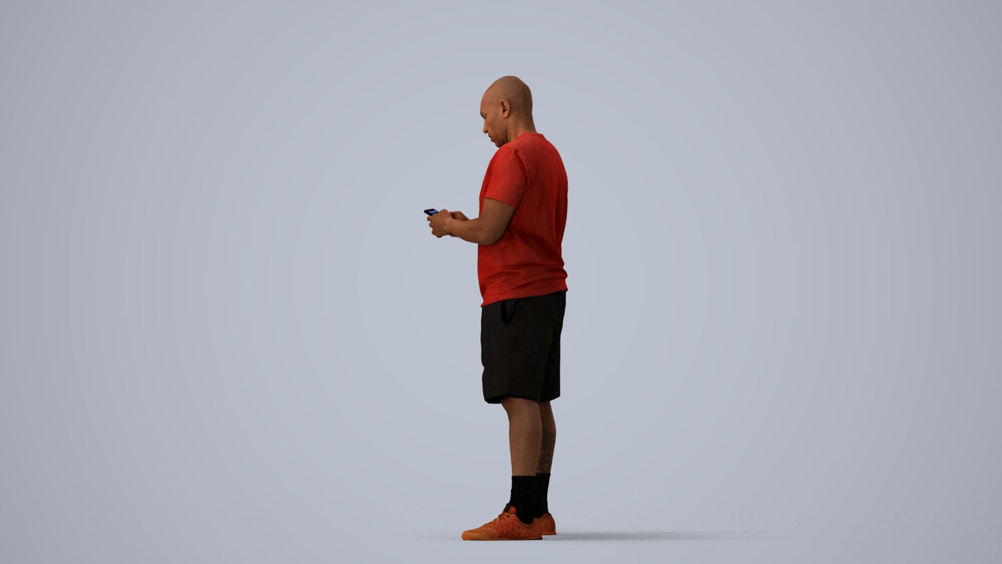 realistic 3D human man sport, archviz people FBX OBJ for Blender, three-quarter view render