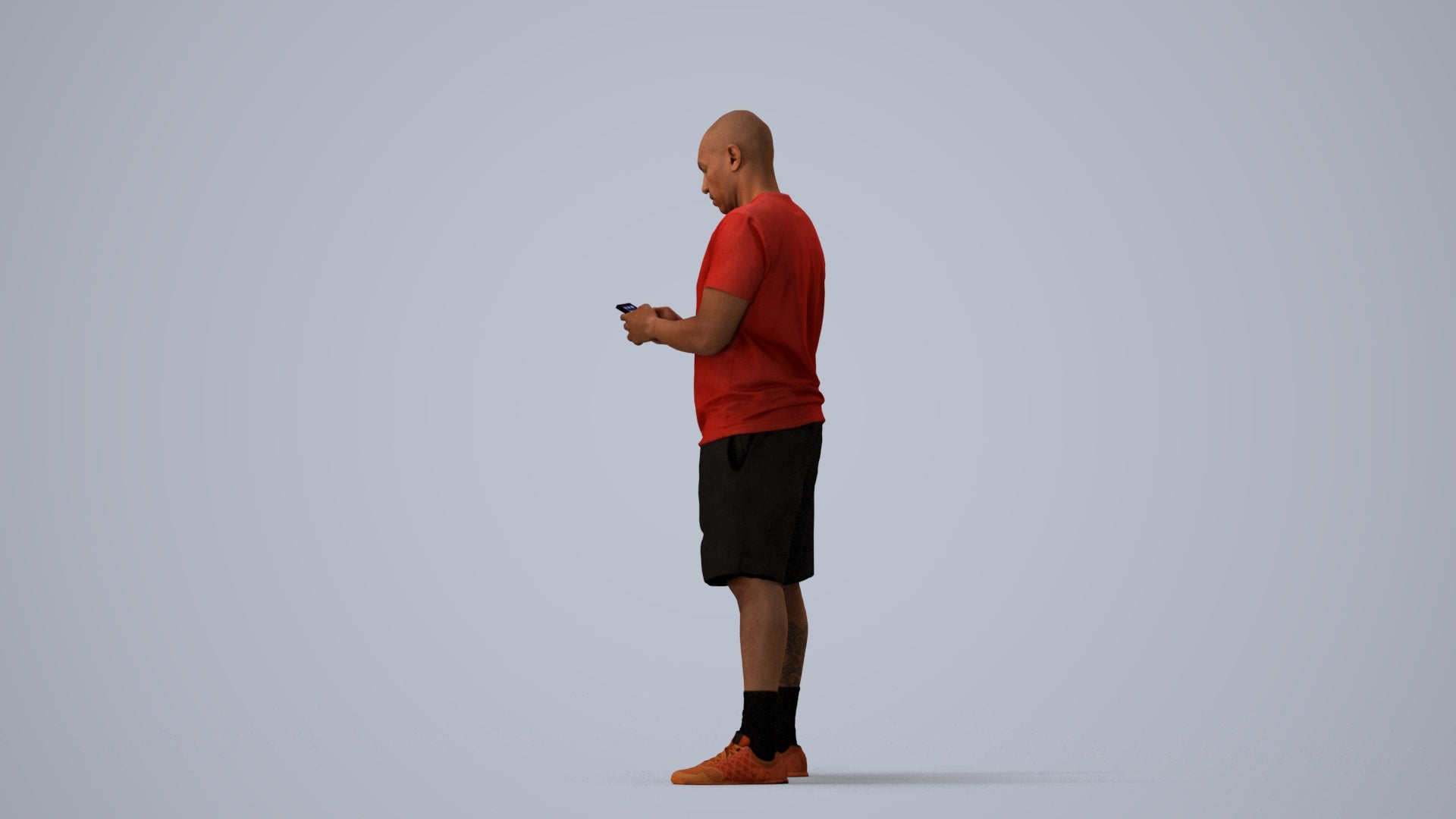 realistic 3D human man sport, archviz people FBX OBJ for Blender, three-quarter view render