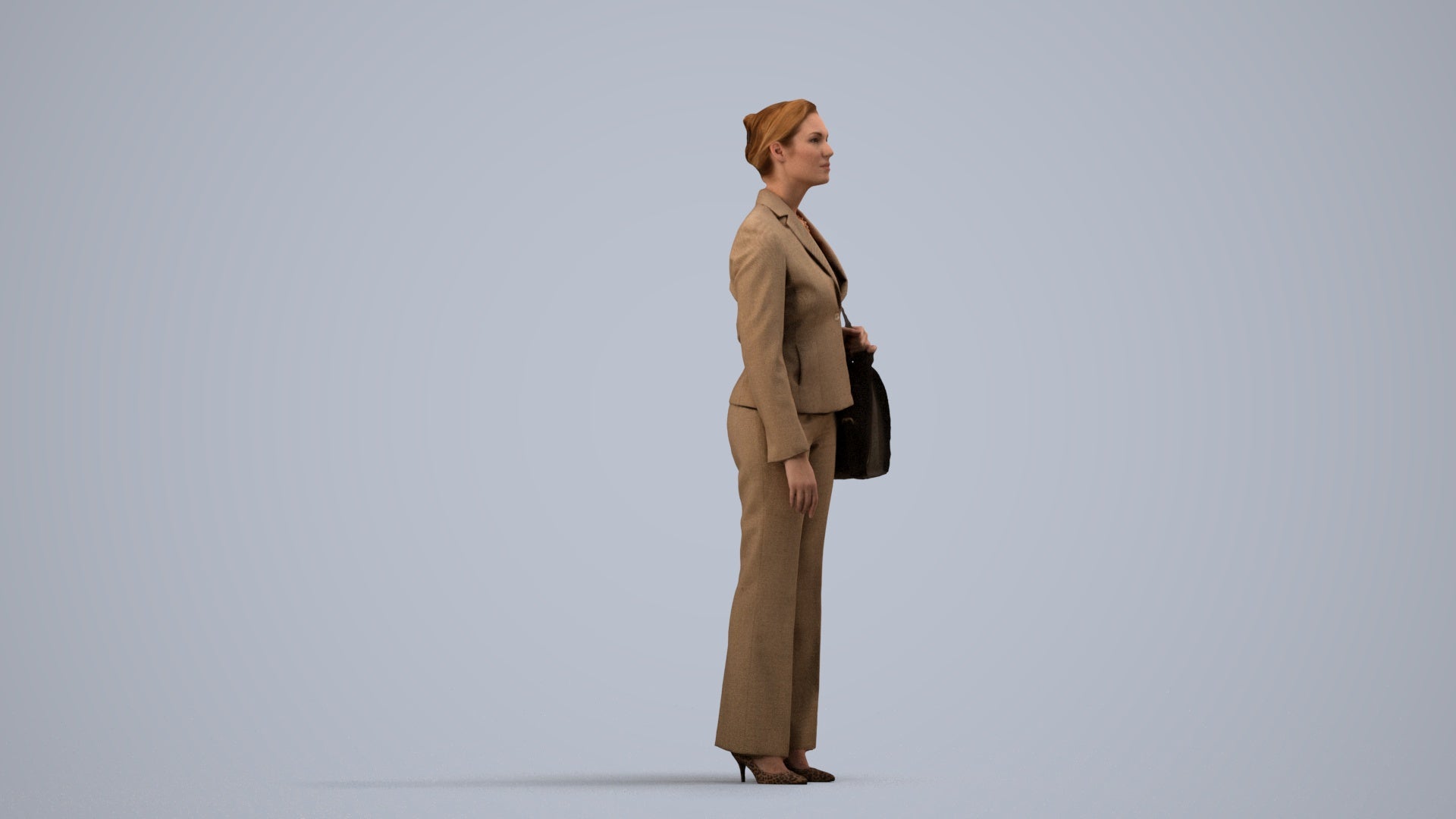 scanned 3D woman business mix, photogrammetry people for Enscape and V-Ray, side view render