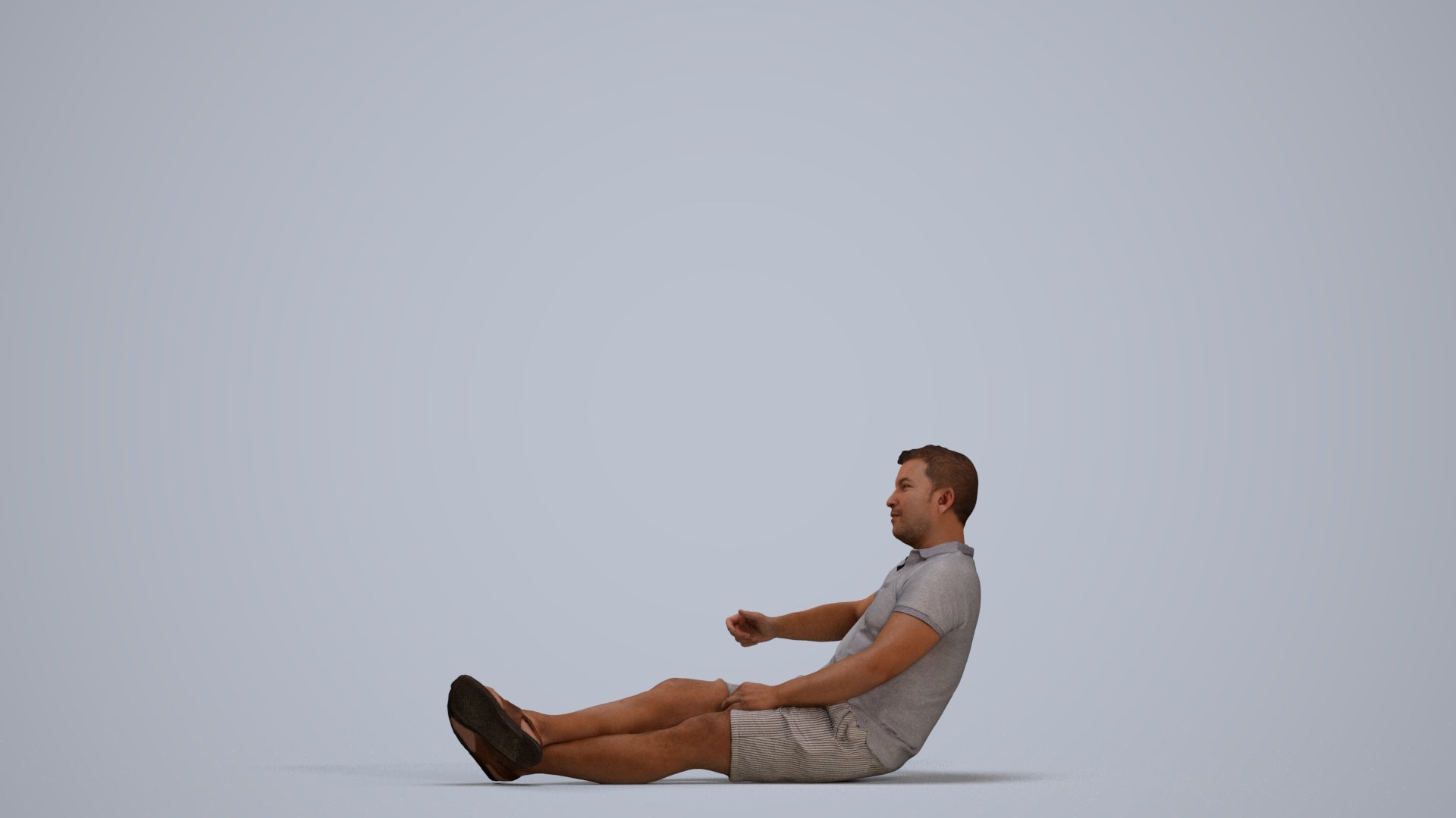 3D people model man casual sitting, scanned human for 3ds Max rendering, standing pose render