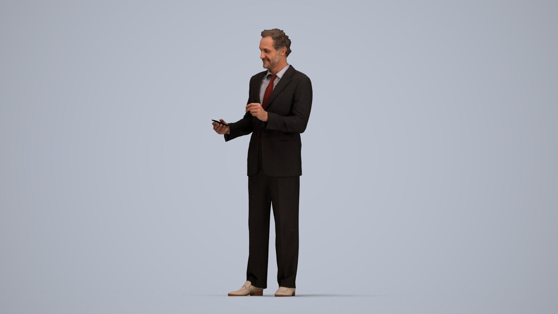 realistic 3D people man business, render-ready for V-Ray and Corona, FBX OBJ, top-down view render