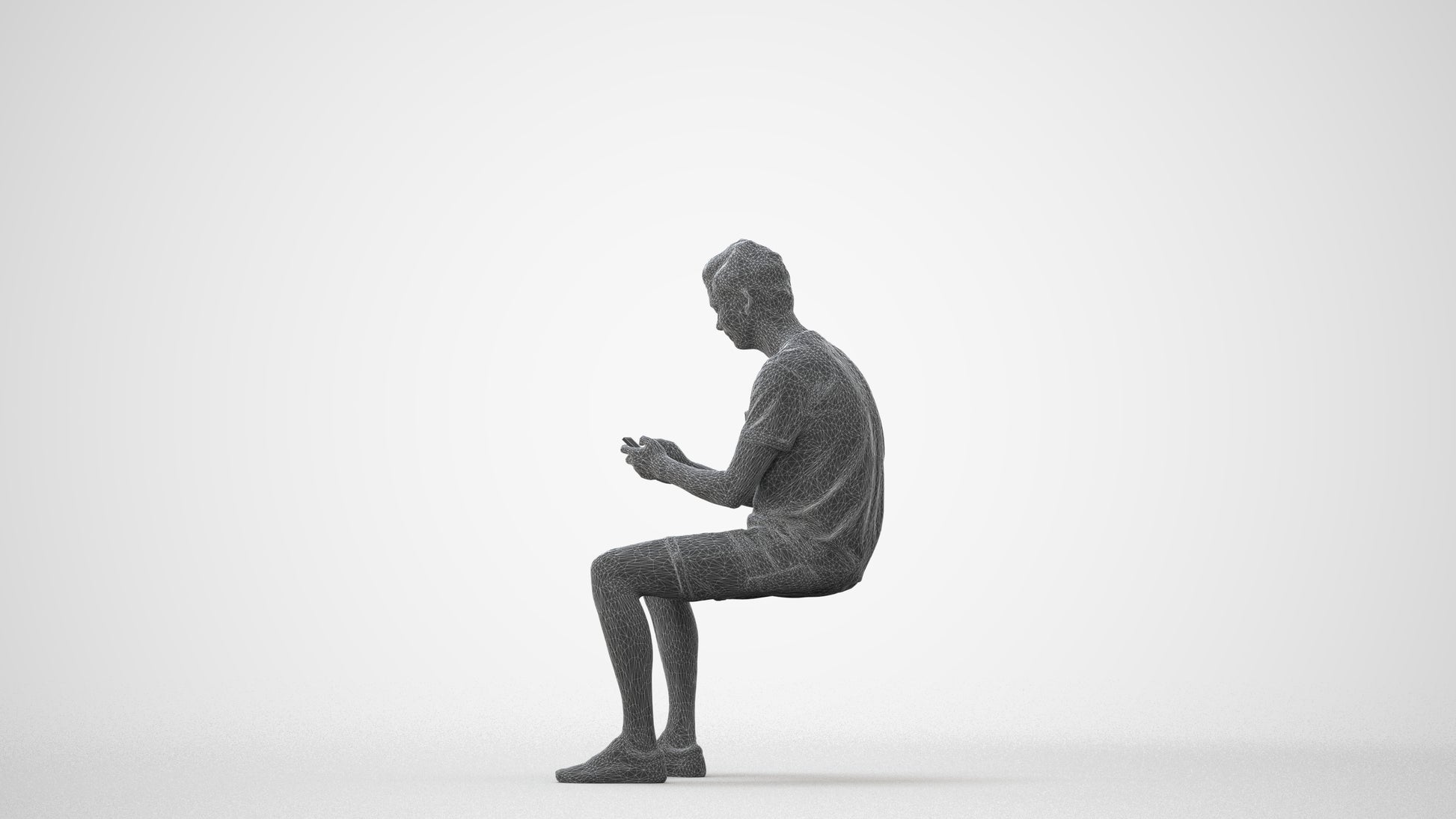 3D scanned man sitting casual, photorealistic archviz people for Enscape and SketchUp, square thumbnail