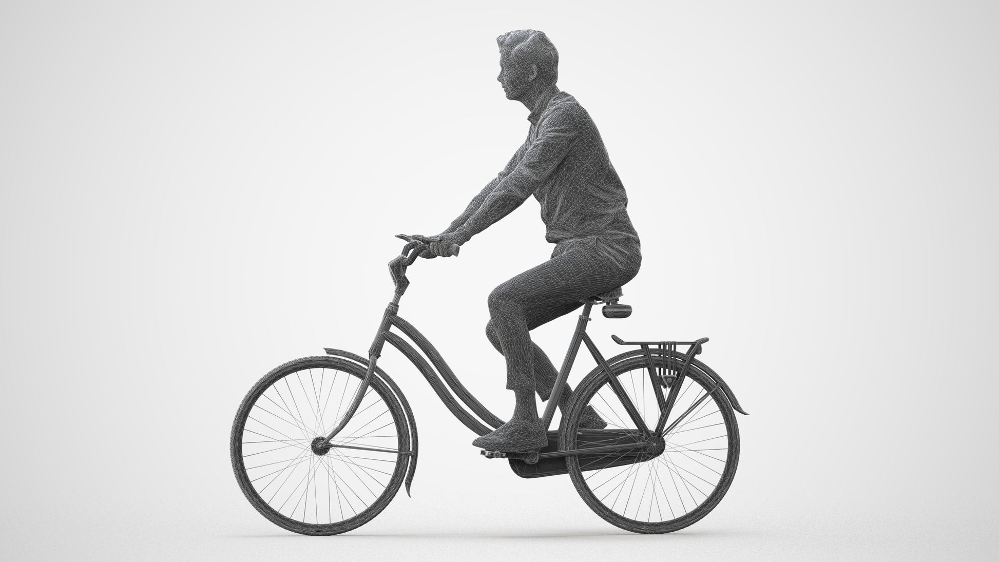 realistic 3D human man casual cycling, archviz people FBX OBJ for Blender, square thumbnail