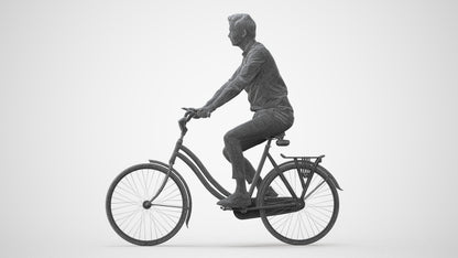 realistic 3D human man casual cycling, archviz people FBX OBJ for Blender, square thumbnail