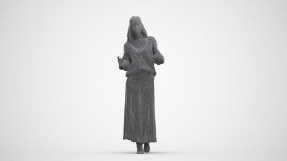 3D scanned woman standing casual, photorealistic archviz people for Enscape and SketchUp, three-quarter front view render