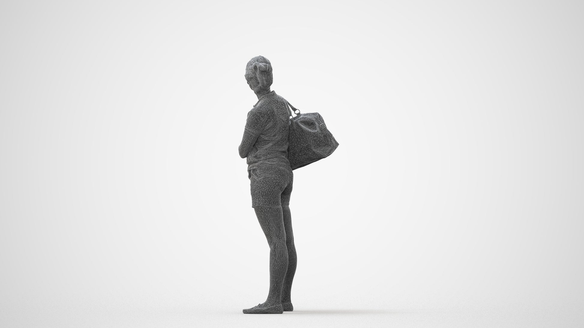 3D people model woman casual standing, scanned human for 3ds Max rendering, square thumbnail