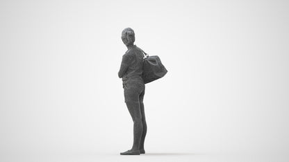 3D people model woman casual standing, scanned human for 3ds Max rendering, square thumbnail
