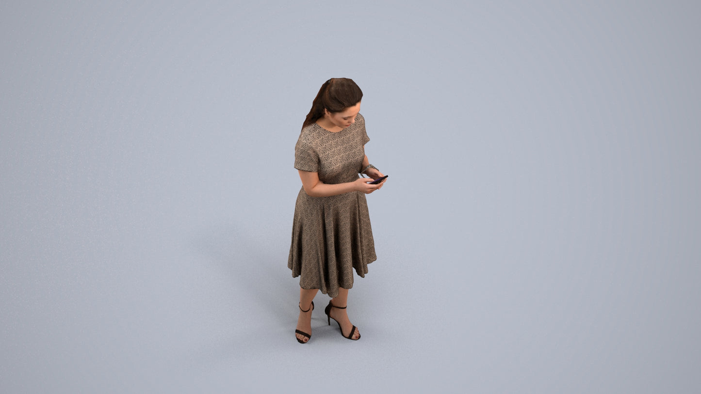 photogrammetry 3D woman casual standing, realistic human model archviz FBX, back view render