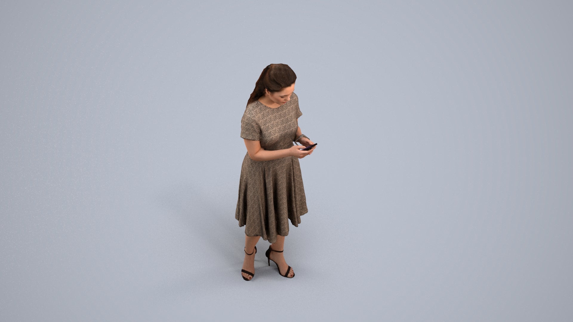 photogrammetry 3D woman casual standing, realistic human model archviz FBX, back view render